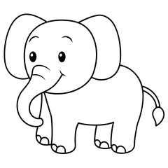 Smiling Elephant Coloring Page Line Art for Kids – Fun and Playful Design
