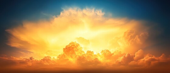 Obraz premium Fiery Sunset: A Celestial Canvas of Golden Hues