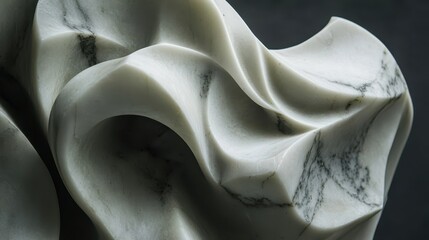 Obraz premium Abstract stone sculpture displaying flowing curves and detailed veining patterns