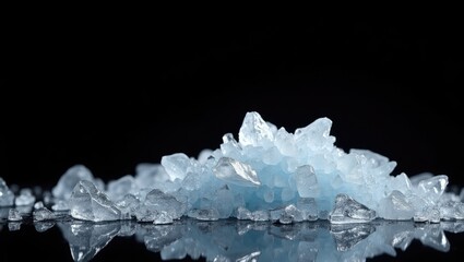 Obraz premium Shiny pile of crushed ice on a black background.