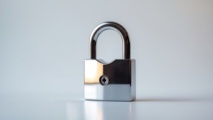 Naklejka premium Silver metallic padlock set against a white backdrop.