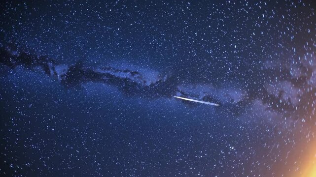 Stunning meteor shower over milky way: night sky timelapse captures celestial movement