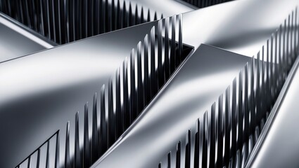 Silver and Black Metallic lines Background, Shiny Texture with Polished Metal Effect for Design.