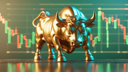 Concept of fundamental and technical analysis. Candlestick chart of stock market trading illustrating the point and trend of the digital price graph.