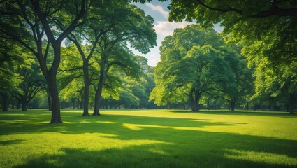Lush meadow within the park