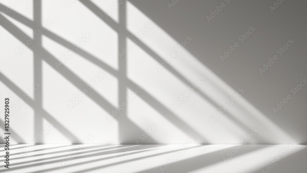 Poster window natural shadow overlay effect on a white textured background, for product presentation, backd