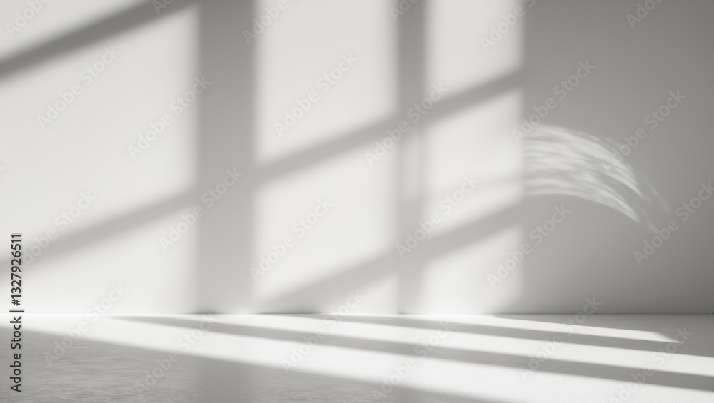 Poster window natural shadow overlay effect on a white textured background, intended for use in product pre