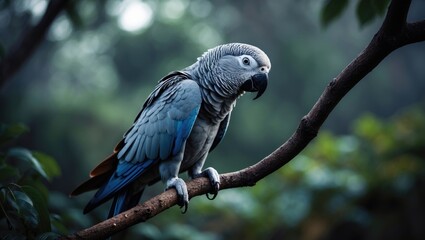 Obraz premium A feathered philosopher, contemplating the mysteries of life. This wise-eyed parrot radiates tranquility and wisdom, ideal for nature enthusiasts and those who value the beauty of intelligence.