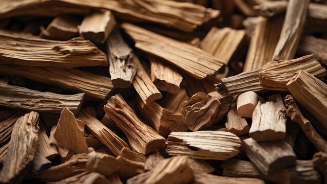 Selective Focus on Sticks of Agar Wood Background: The Incense Chips Used for Burning Incense & Perfumes of Essential Oil