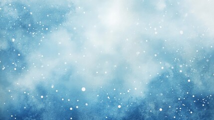 Fototapeta premium Abstract Blue Winter Watercolor Background with Snow