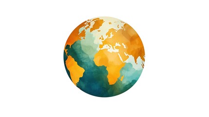 Fototapeta premium Earth globe, watercolor style, soft color palette