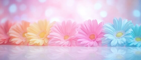 Fototapeta premium Pastel Gerbera Daisies: A Delicate Floral Dream