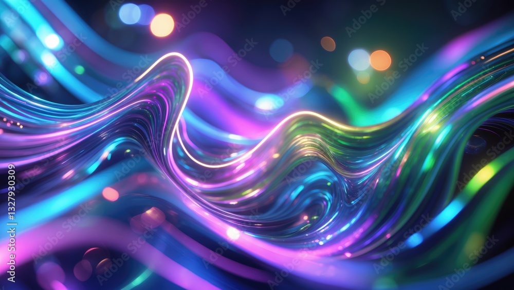 Poster defocused metallic light leaks. abstract festive neon background for a party with a modern holograph