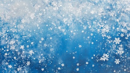 Obraz premium Blue Winter Background with White Snowflakes