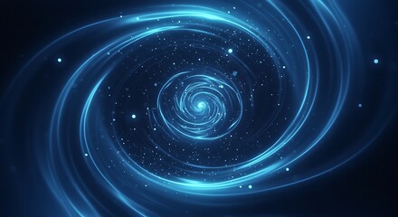 Obraz premium Abstract Blue Spiral Galaxy, Cosmic Nebula, Vortex of Light and Energy