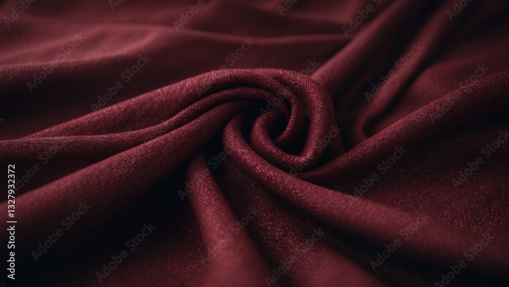 Poster Dark red background created from soft textile material. Sheathing fabric featuring natural texture. Cloth backdrop.