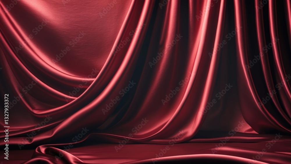 Aufkleber black red abstract background for design. silk satin. dark red textile. drapery, curtain. color grad