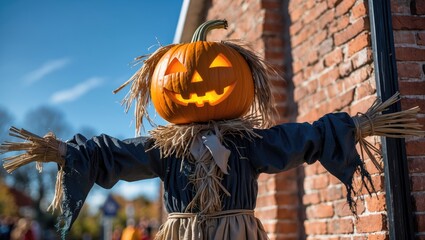 Decorations for Halloween during the annual celebration of the town's history related to witch trials.