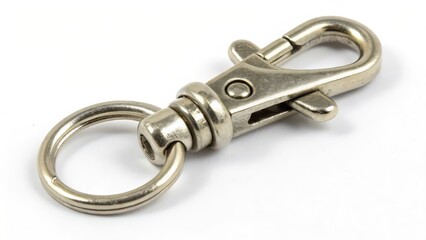 Silver Metal Swivel Keychain Clip on White Background