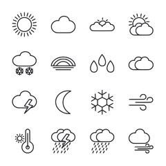 Fototapeta premium A set of weather icons including rain, snow, and wind