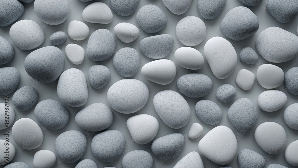 Poster pattern of white gravel featuring a uniform, clean texture. close-up perspective of small, smooth gr