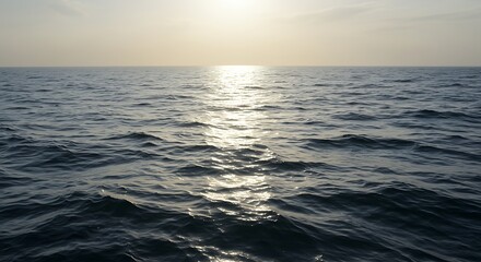 Obraz premium Ocean Sunset: Tranquil Waters at Golden Hour