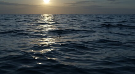 Obraz premium Sunset over the Ocean: Golden Rays on Dark Waters