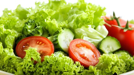 Fresh Green Salad with Tomatoes and Cucumbers