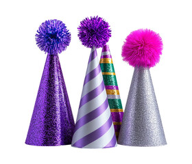 Colorful Party Hats with Pom Poms for Celebration and Festivities