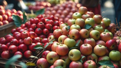 A variety of healthy food options displayed in a market setting, highlighting red jujube fruits for sale.