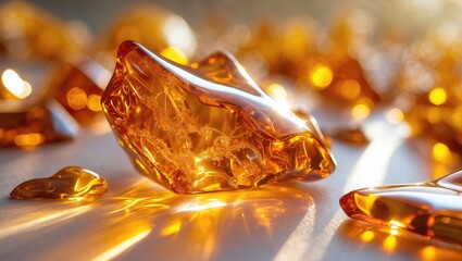 Abstract of sunlight shining through a piece of rosin.