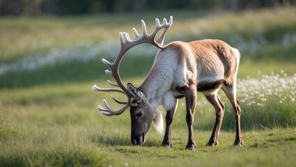 Adult reindeer foraging within urban areas
