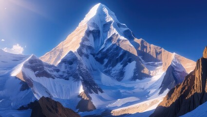 Mountain peak. The tallest mountain globally. National Park.