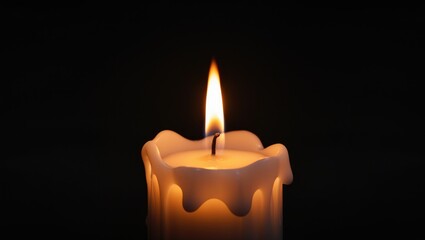 Close-up of an illuminated candle against a dark background.