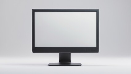 Fototapeta premium Computer Monitor with empty white screen. Isolated against white backdrop.
