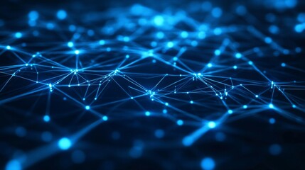 Fototapeta premium Abstract Blue Network Connections Digital Technology Background