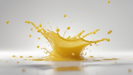 Close-up splash of mango juice isolated on a backdrop.