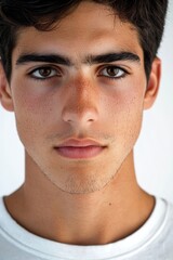 Obraz premium Close-up Portrait of a Young Man with Freckles