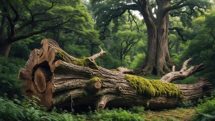 Fototapeta premium 400-year-old damaged oak tree in the forest