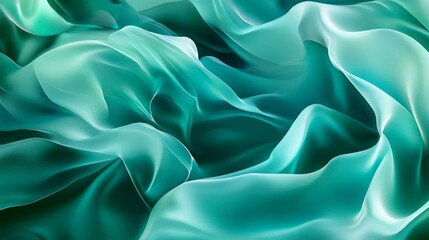 Fototapeta premium Teal and Green Silk Fabric Draped Texture