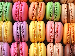 A french sweet delicacy, macaroons variety closeupmacaroon colourful texture
