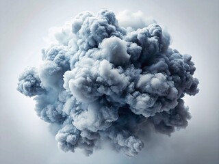 Macro Gray Smoke Cloud, Abstract Texture, Whitish Background, Billowing Vapor, Airy Puff