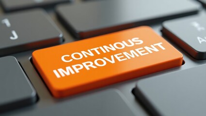 Ongoing process of enhancing products, services, processes, or systems is represented by Continuous Improvement, text concept button on keyboard.