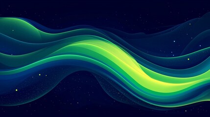 Abstract green and blue wave pattern on dark background. (1)