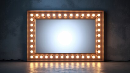 Neon rectangular frame or neon lights sign in a horizontal layout. Abstract vector background, portal. Geometric glow outline or laser glowing lines shape. Background with space for your text.