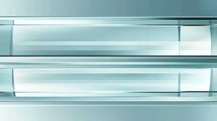 Fototapeta premium Abstract image of two horizontal, translucent, light blue glass panels with blurred edges and subtle lines.