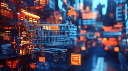 Abstract representation of a shopping cart in a digital shopping environment