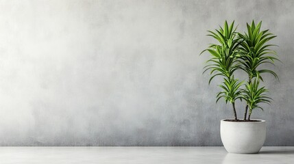 Fototapeta premium A modern interior with a potted Dracaena tree in a minimal corner.