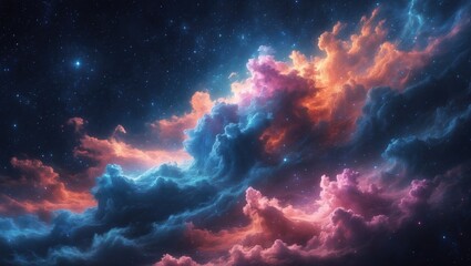 Fototapeta premium Colorful galaxy nebula cloud in space. Starry cosmos night background. High-resolution photograph.