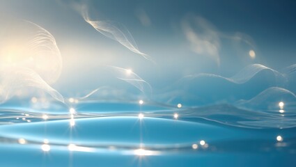 Refraction of light through glass creating a glare on a blue surface.